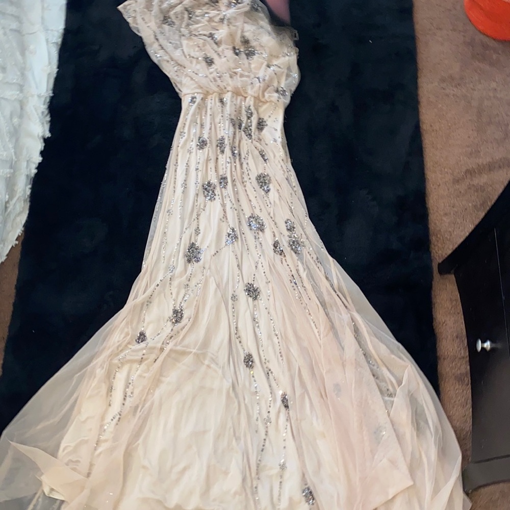 Light pink rose color one shoulder dress